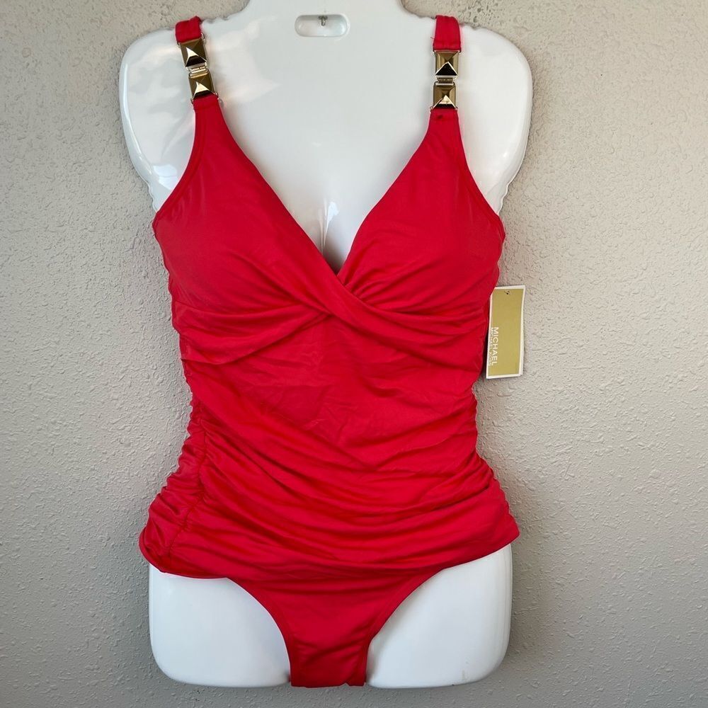 NWT MICHAEL Michael Kors Sea Coral Tankini Top and Matching Bottoms Size S